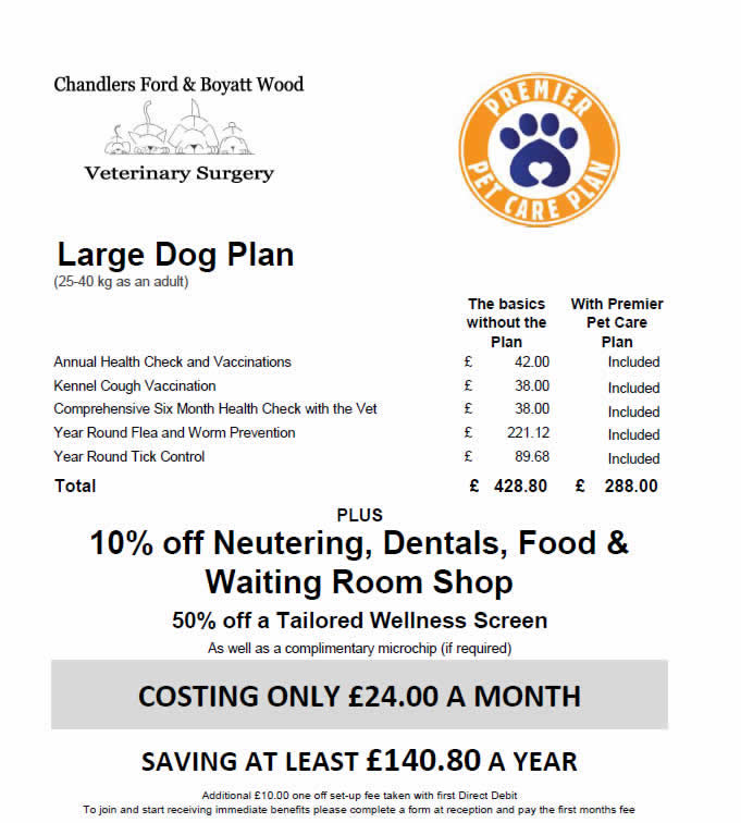 premier pet health plan chandlers ford vets hampshire