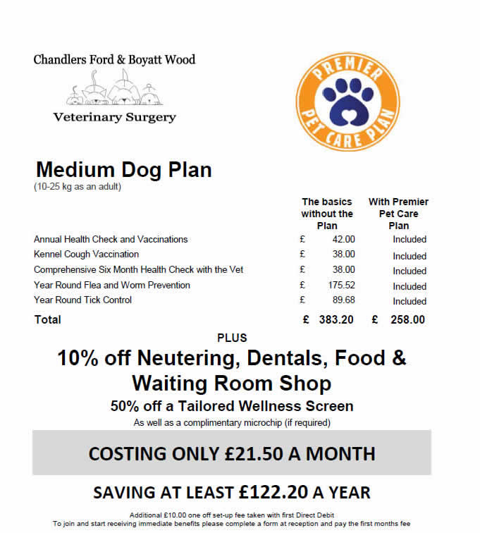 premier pet health plan chandlers ford vets hampshire